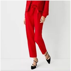 Ann Taylor Crimson Red Tie Waist Pants size 0